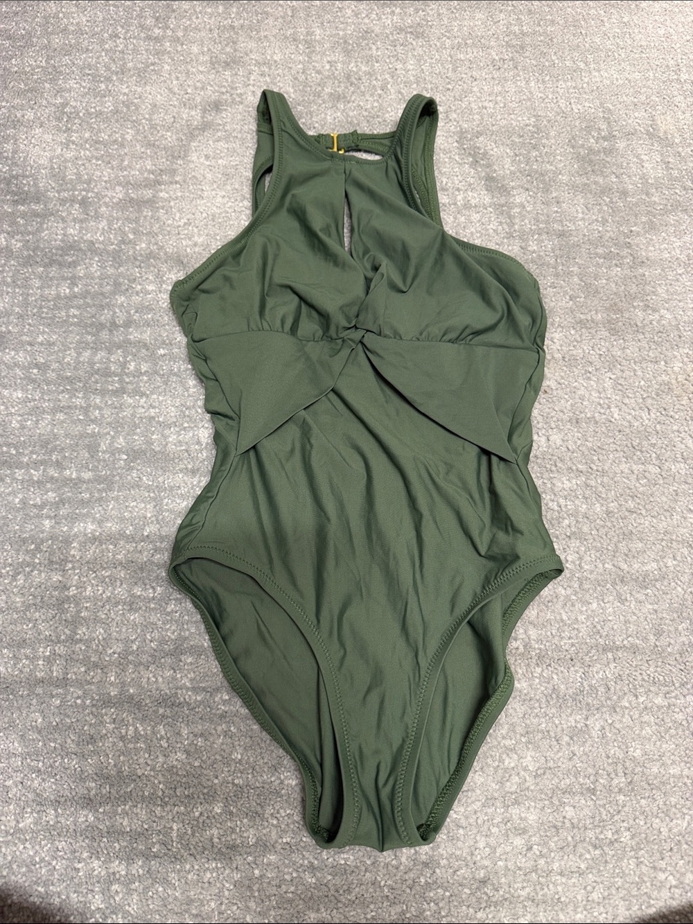 Helen Jon Olive Green Twist-Front One-Piece Swimsuit